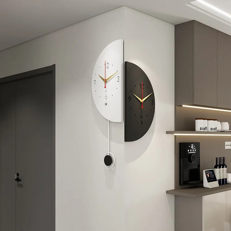 Double Side Living Room Wall Clocks Pendulum Noiseless Modern Nordic Simple Bedroom Wall Watch Unique Design Home Decoration